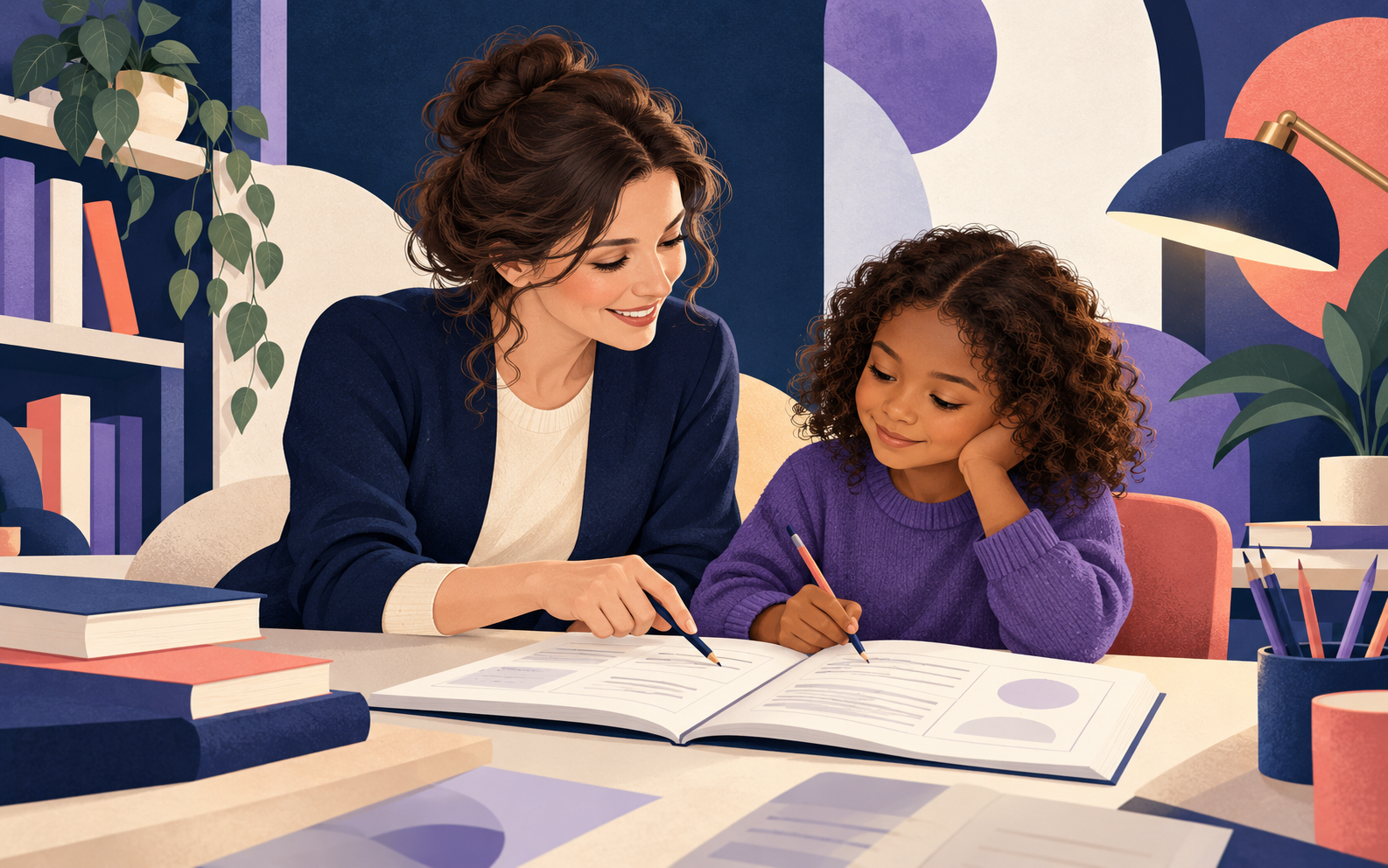 Tutor helping a student work through practice questions
